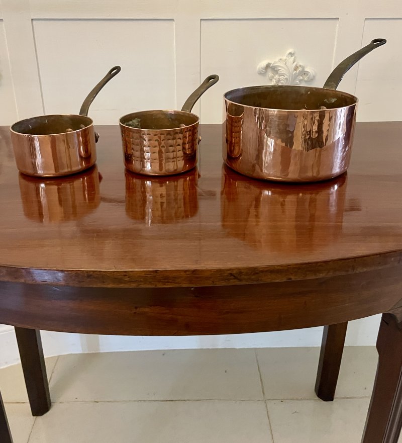 Three Antique Victorian Copper Pans